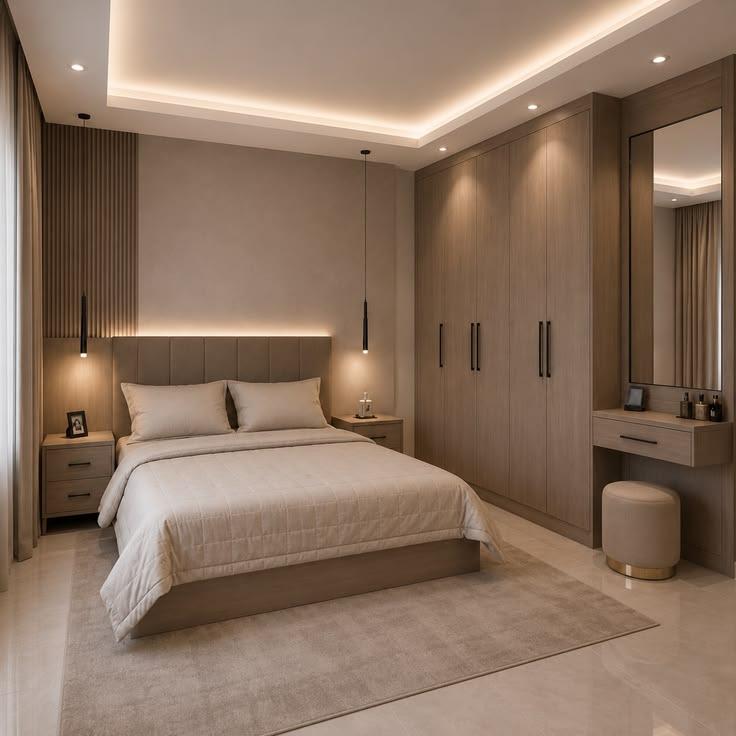 Beige modern bedroom