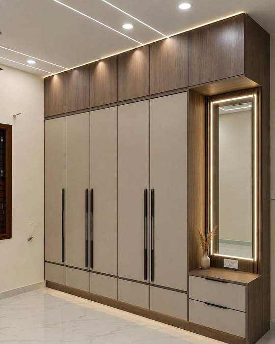 Beige and wood modern dressing